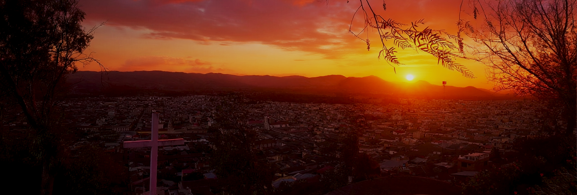 Sunset over the rooftops of Cajamarca