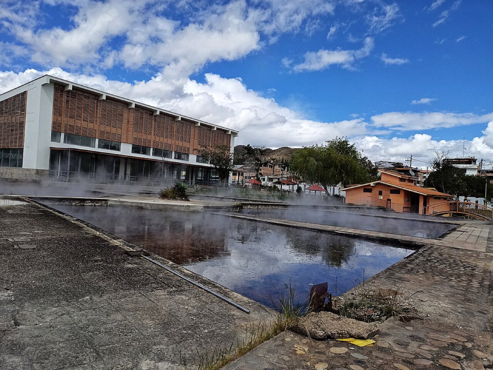 The sulphur springs feeding the baths at Banos del Inca