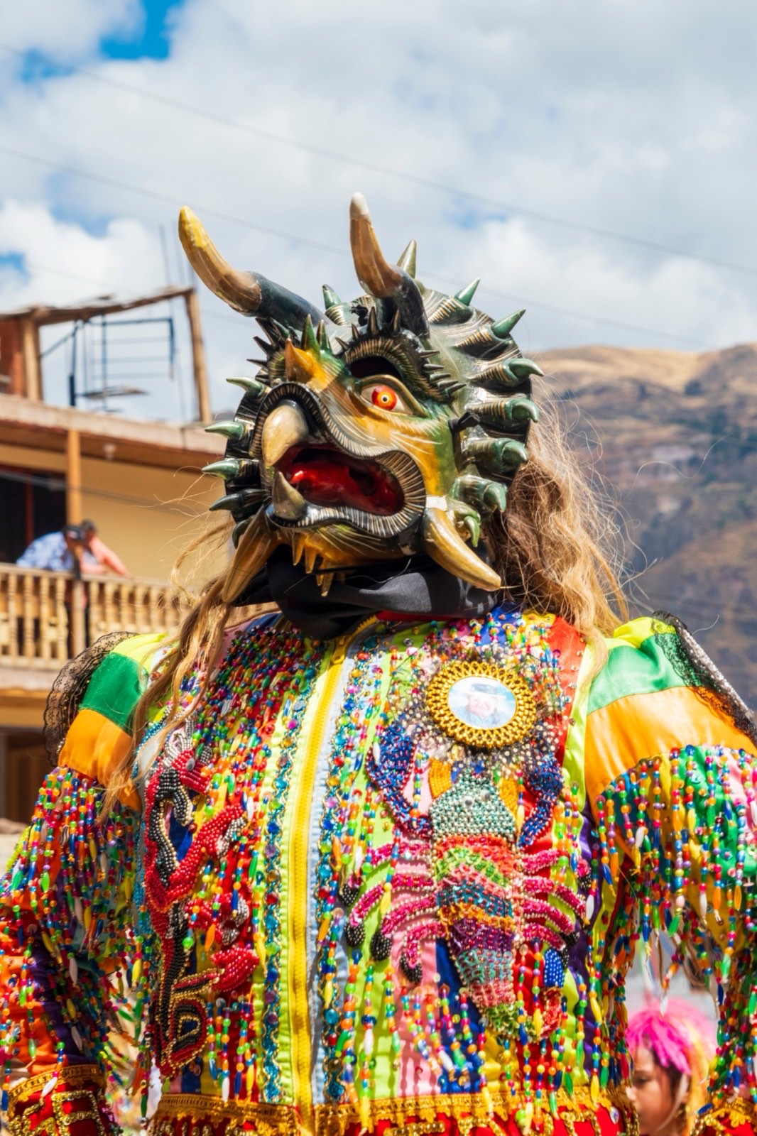 A costumed reveller during Carnival week